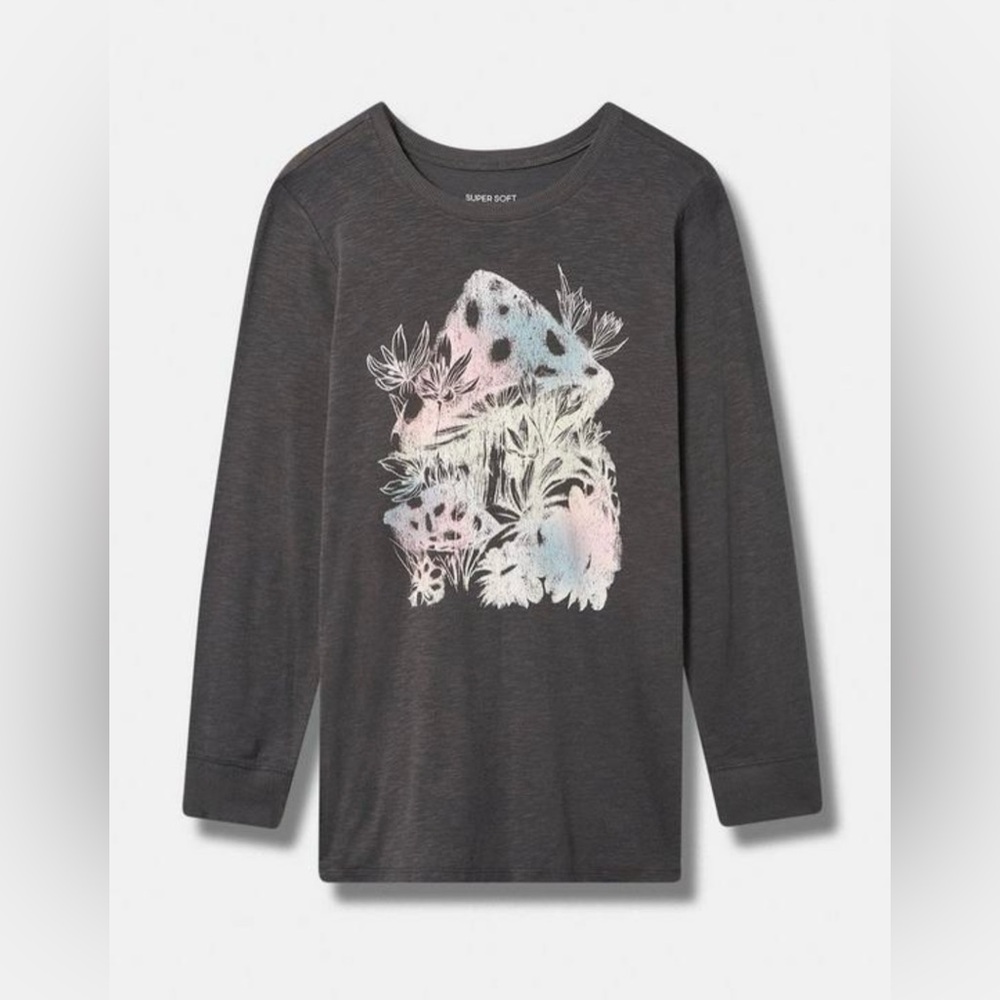 Torrid Mushroom Classic Fit Super Soft Slub Crew Long Sleeve Plus Size Tee NWOT